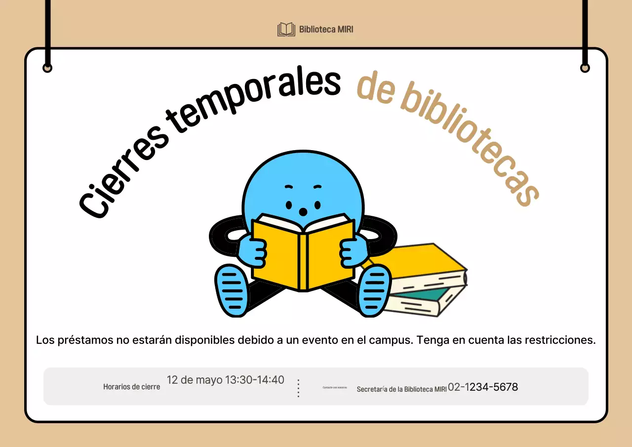 Guía de biblioteca sencilla en color beige