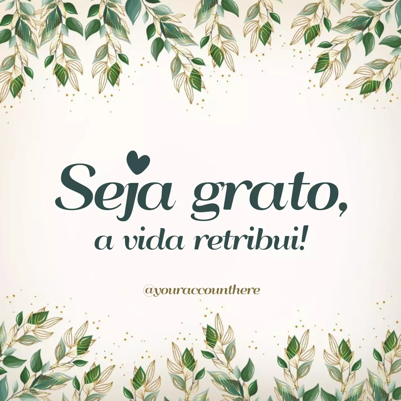 Mensagem de gratidão elegante e verde, postagem nas redes sociais