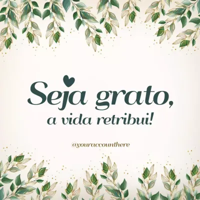 Mensagem de gratidão elegante e verde, postagem nas redes sociais