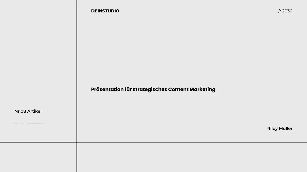 Moderne minimalistische strategische Content-Marketing-Präsentation