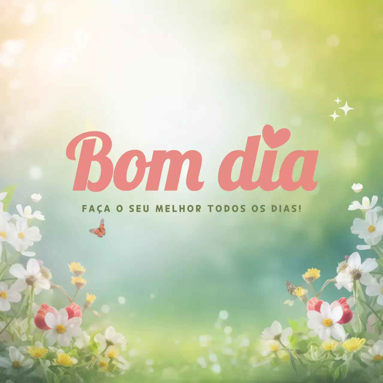 Postagem de mídia social com saudação de bom dia com flores verdes