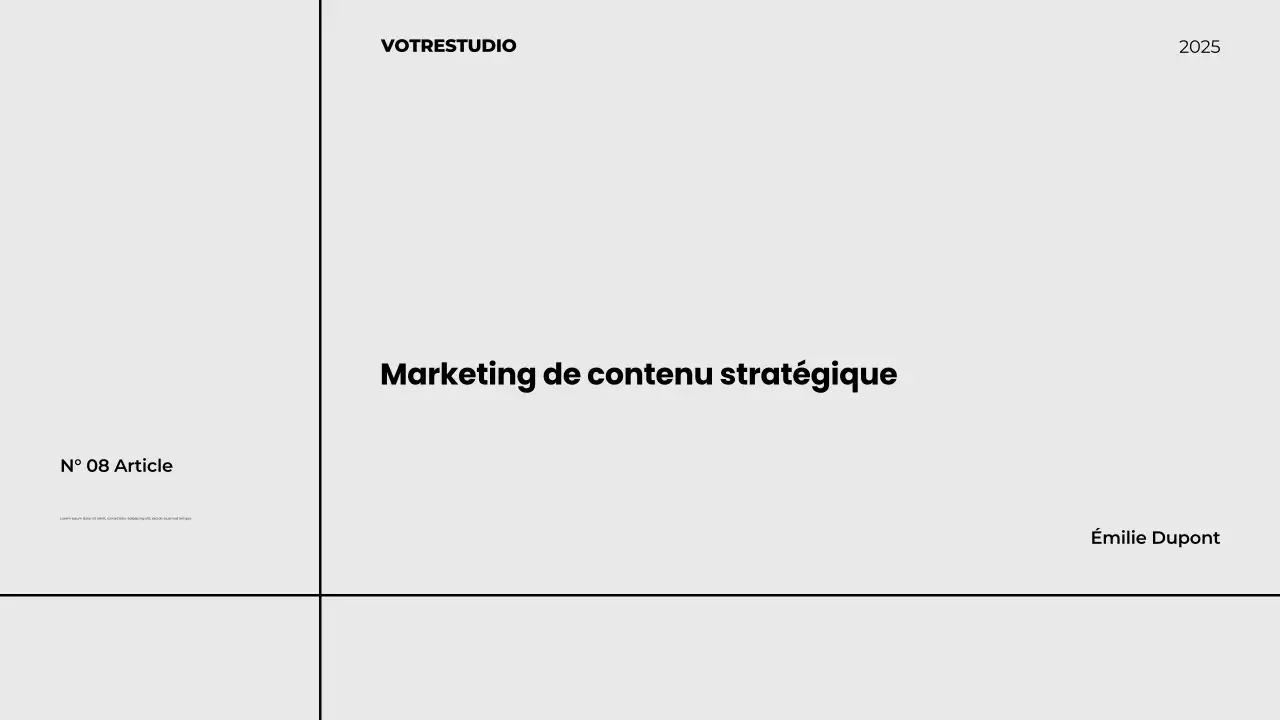 Présentation de marketing de contenu stratégique minimaliste et moderne