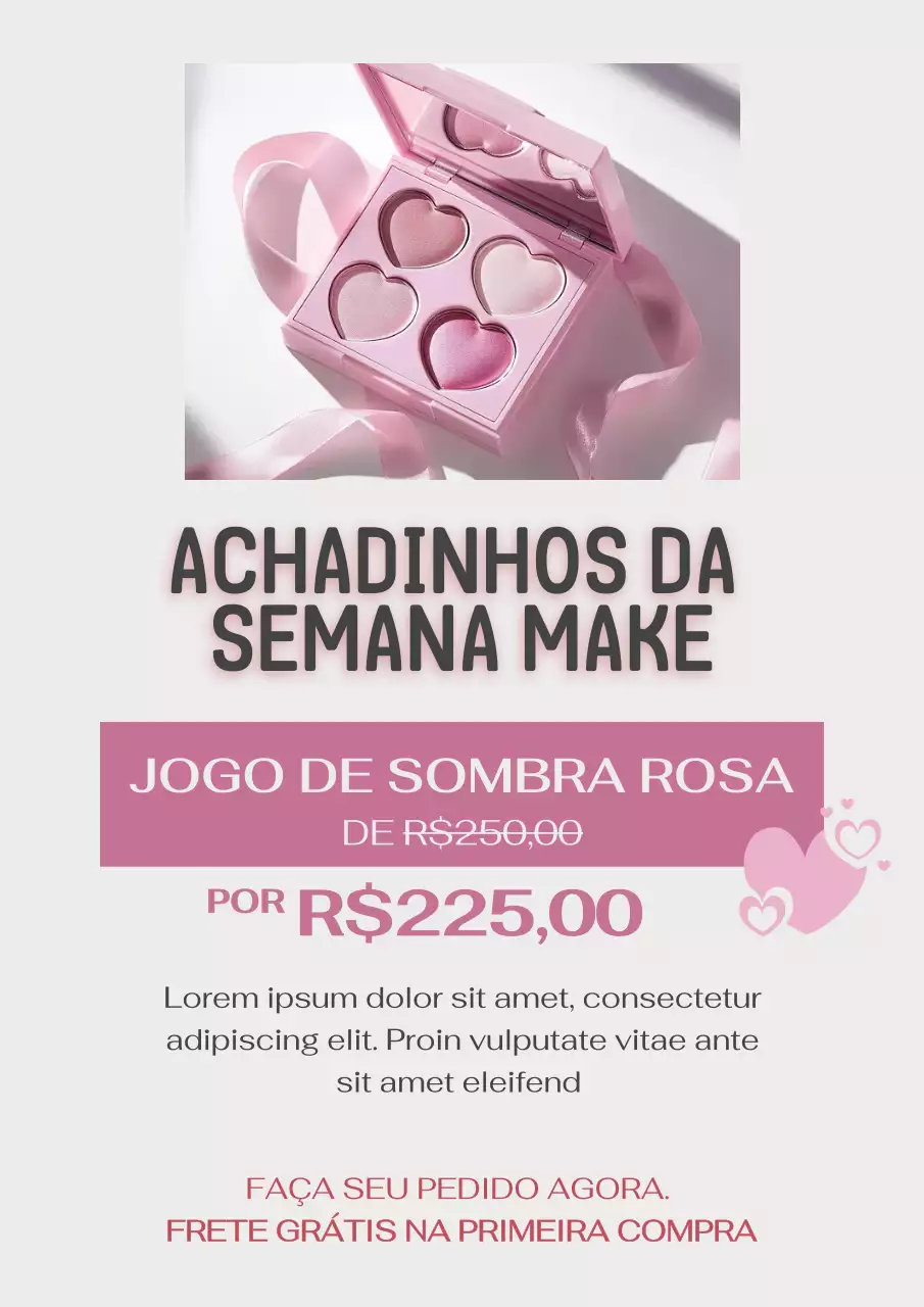 Pôster promocional de maquiagem rosa elegante