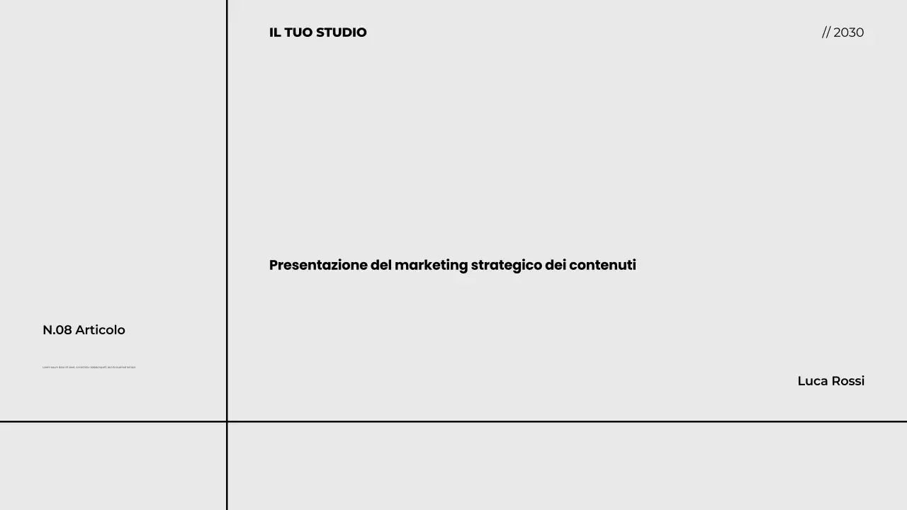 Presentazione di marketing dei contenuti strategici minimalisti e moderni