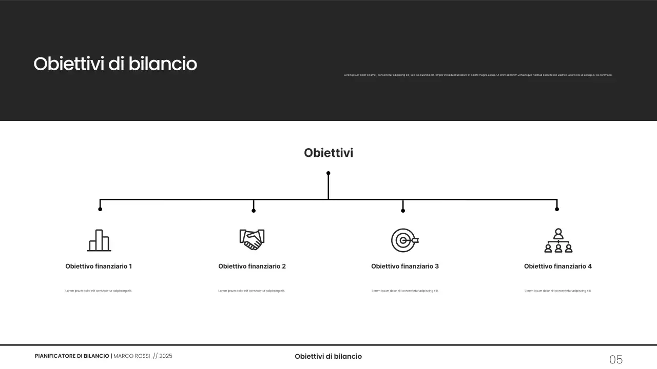 Presentazione del pianificatore di budget minimalista in scala di grigi