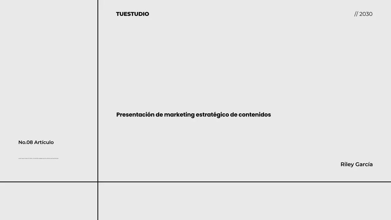 Presentación de marketing de contenidos estratégicos minimalista y moderna