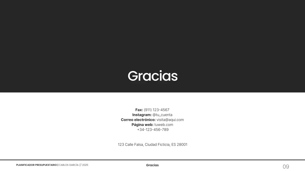 Presentación del planificador de presupuesto minimalista en escala de grises