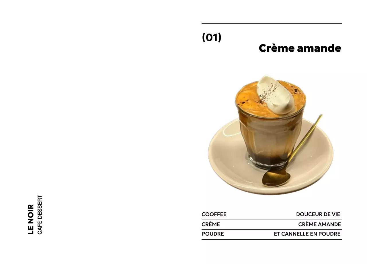 Menu du café blanc moderne