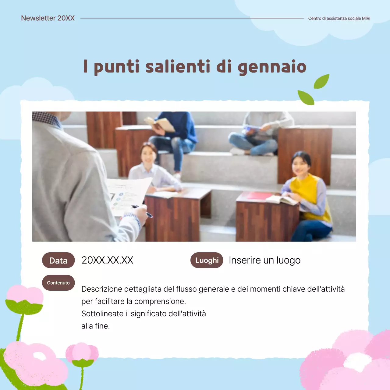 Introduzione al fiore di primavera dell'istituzione pubblica Green Baby