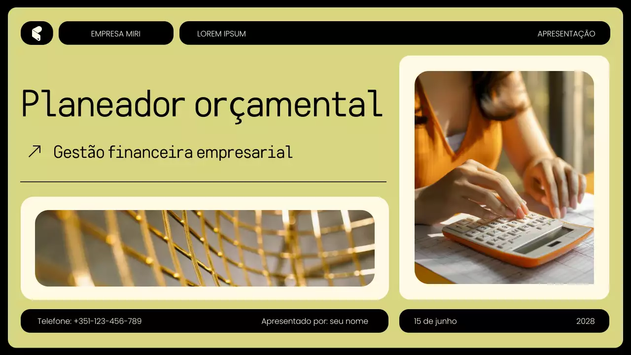 planejador de orçamento moderno amarelo