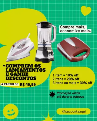 Postagem promocional de eletrodomésticos retrô verdes no Instagram