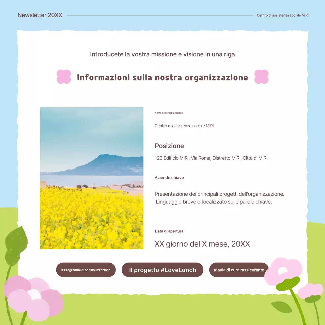 Introduzione al fiore di primavera dell'istituzione pubblica Green Baby