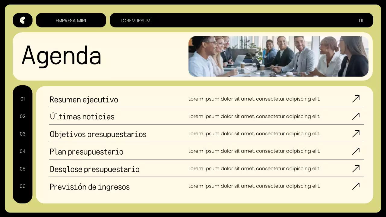 Planificador de presupuesto moderno de color amarillo