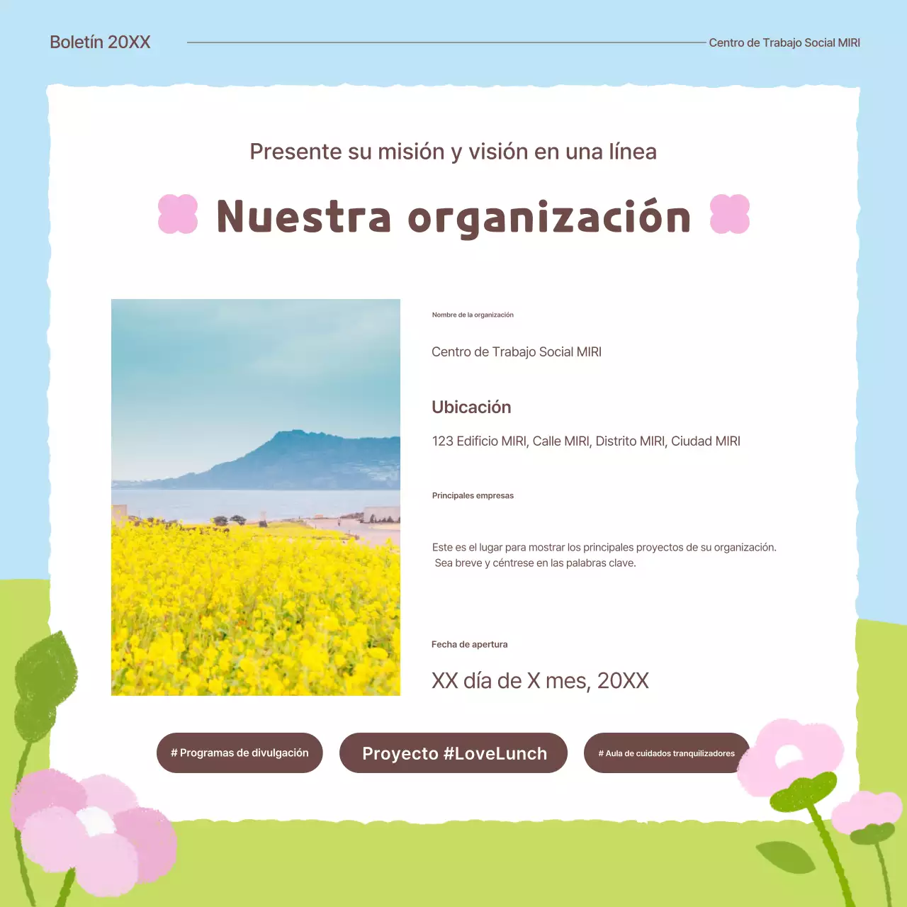 Introducción a la flor de primavera de la institución pública Green Baby