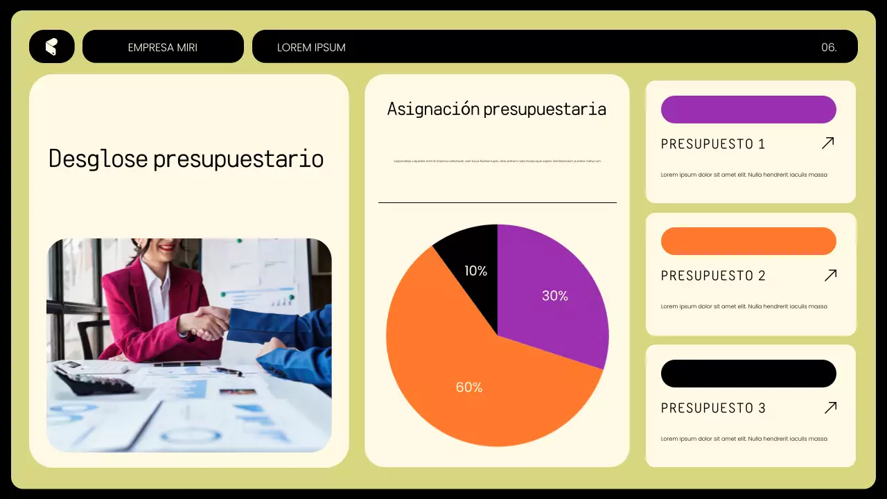 Planificador de presupuesto moderno de color amarillo