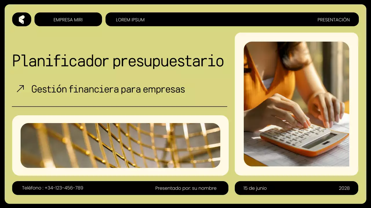 Planificador de presupuesto moderno de color amarillo