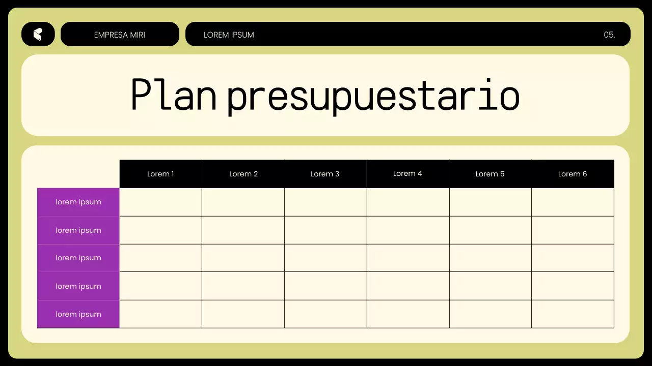 Planificador de presupuesto moderno de color amarillo