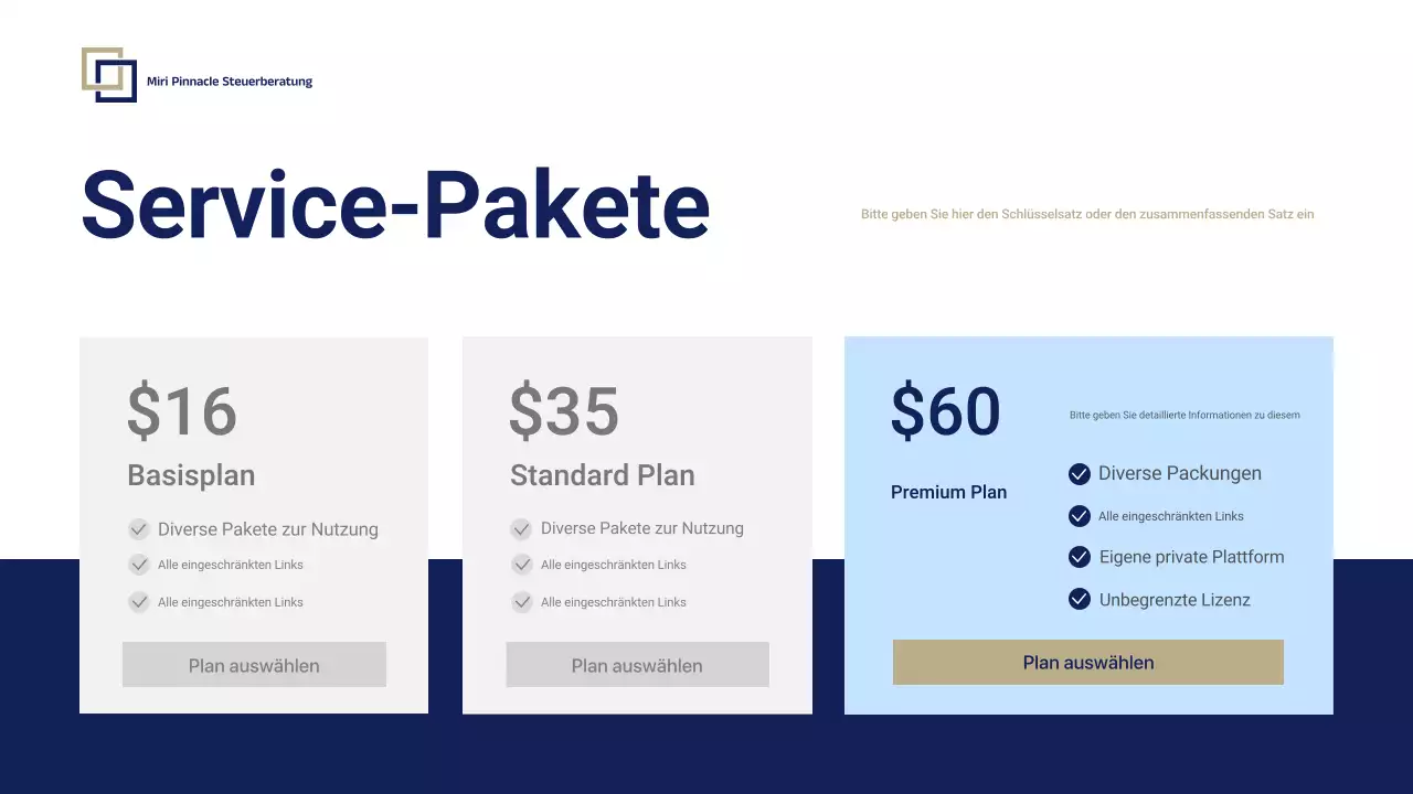 Promotion-Präsentation für professionelle Steuerberatung von Blue