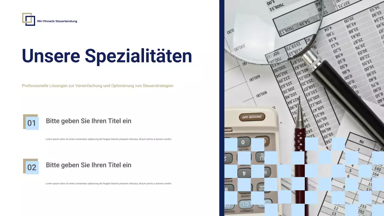 Promotion-Präsentation für professionelle Steuerberatung von Blue