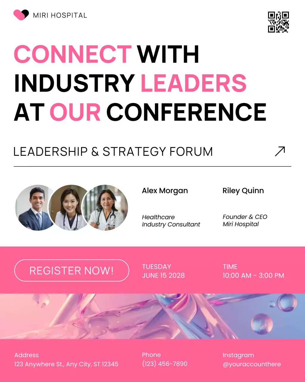 White and Pink Modern Healthcare Conference Instagram Post