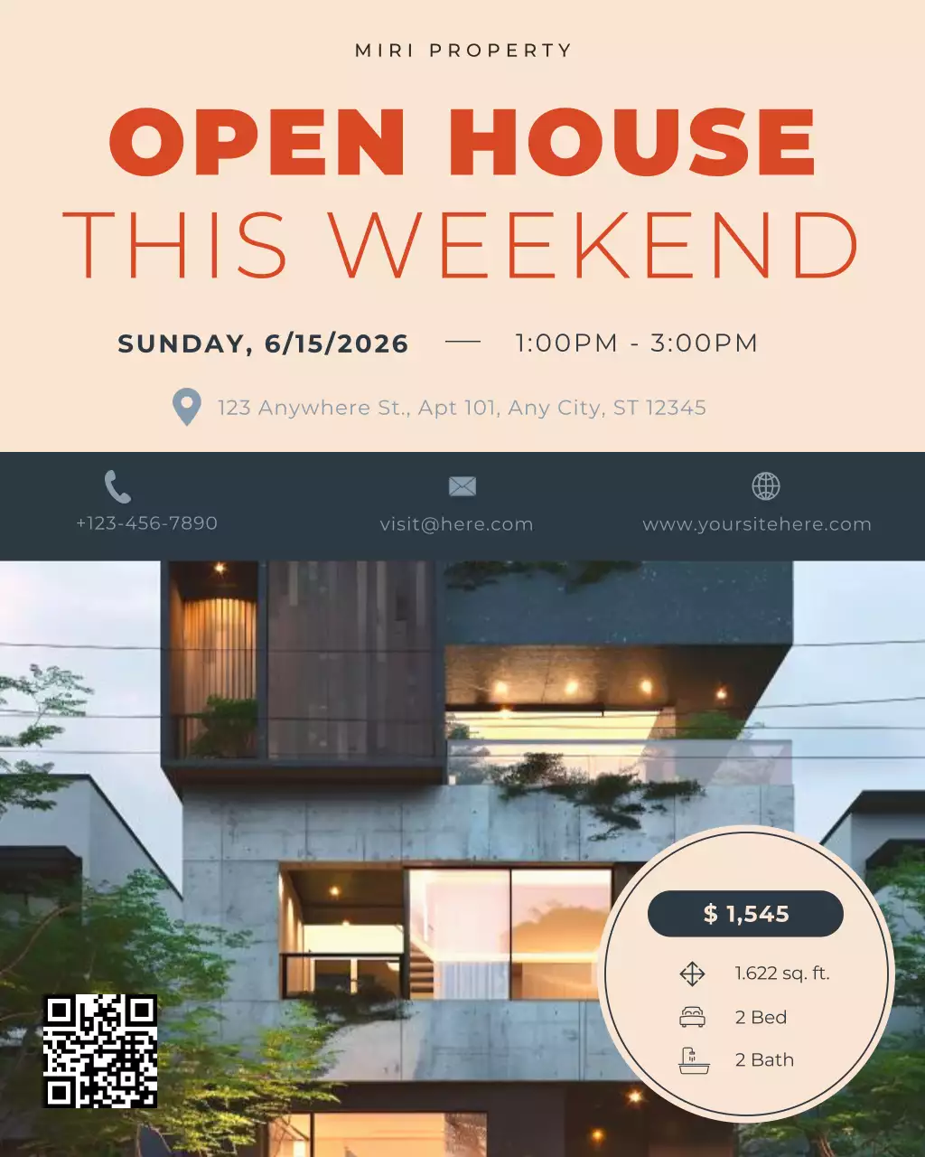 Beige and Blue Modern Real Estate Open House Promotion Instagram Post