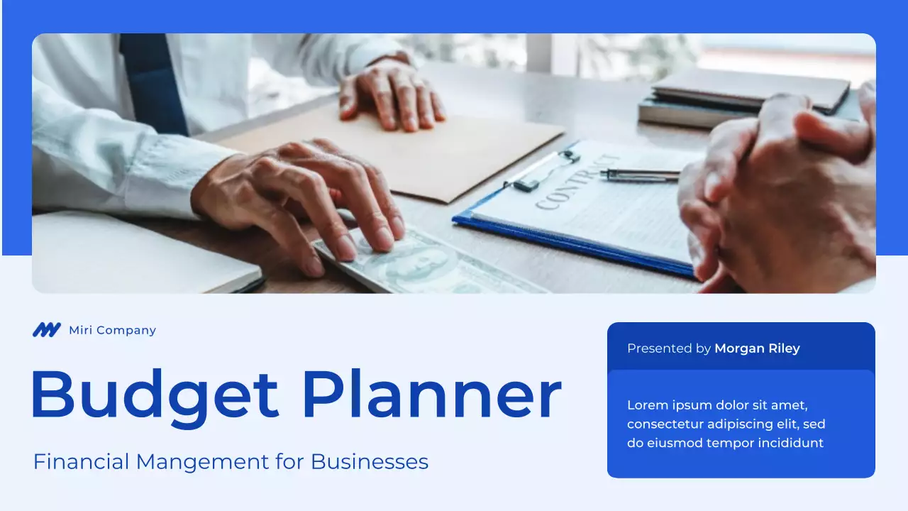 Blue and White Budget Planner Presentation