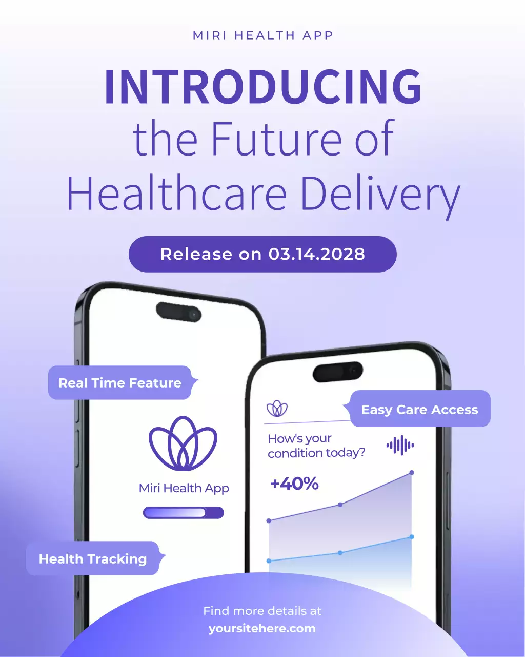 Purple and White Health Care App Introduction Instagram Post