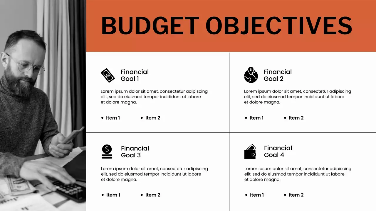 Orange and White Budget Planner Presentation