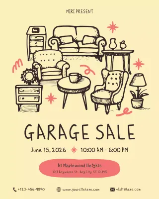 Beige Hand Drawn Garage Sale Announcement Instagram Post