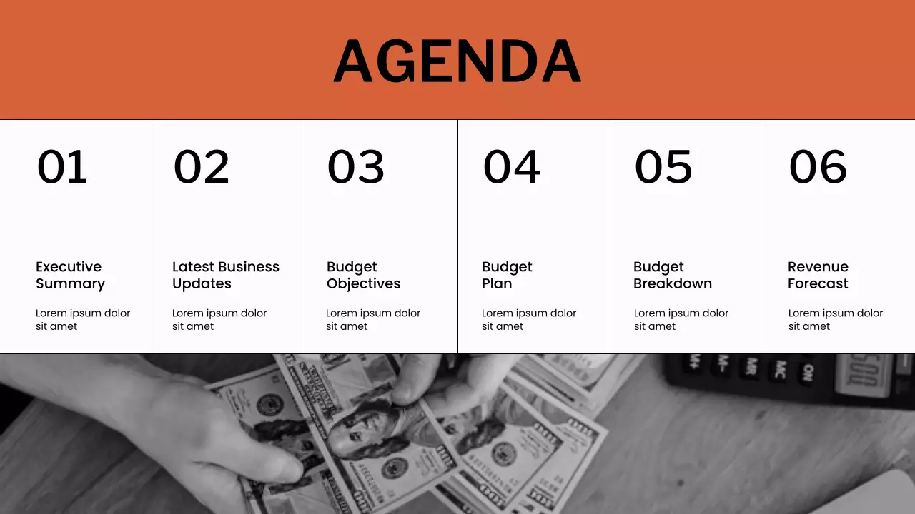 Orange and White Budget Planner Presentation
