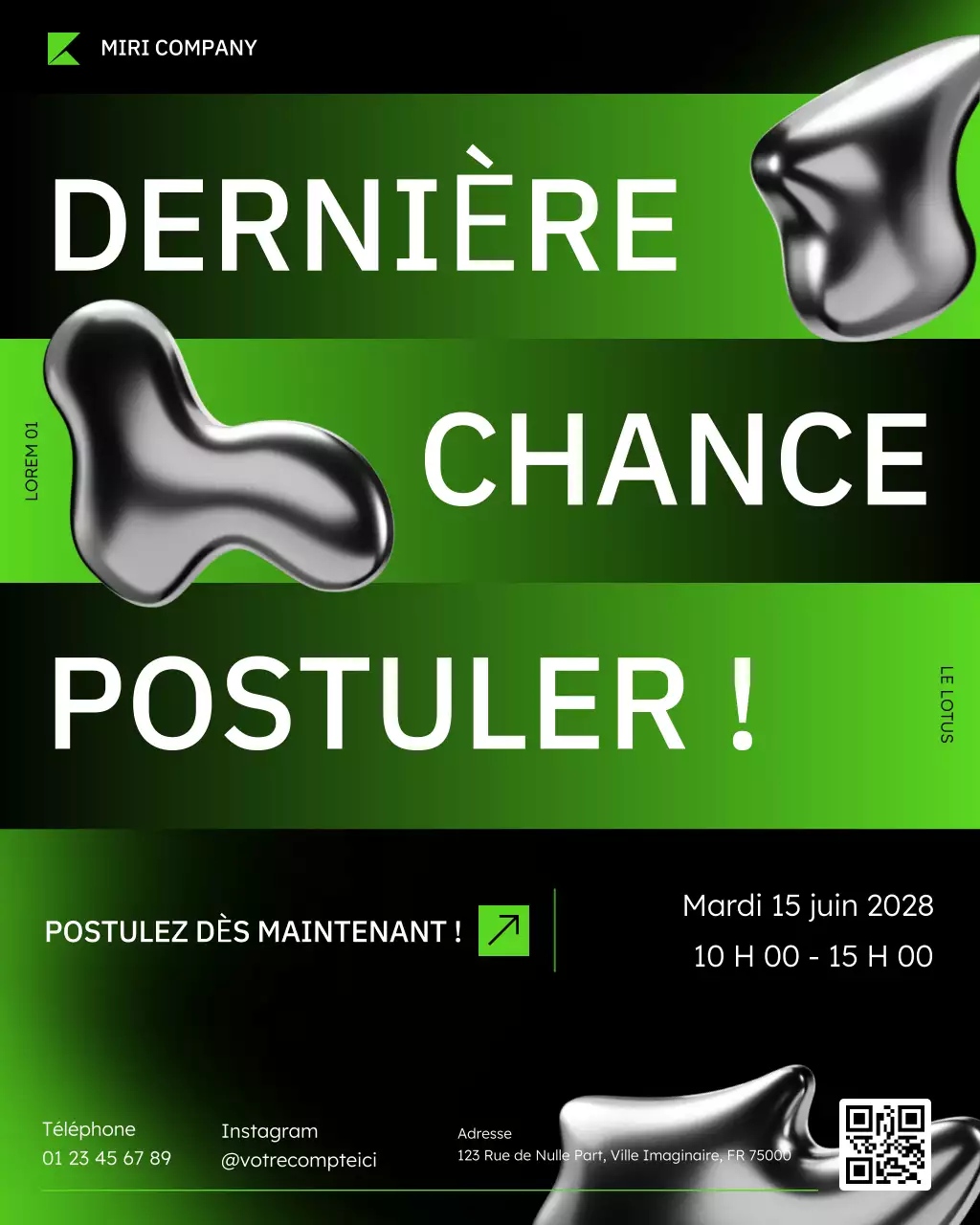 Annonce de recrutement écologique et moderne sur les technologies et les sciences, publication sur les réseaux sociaux