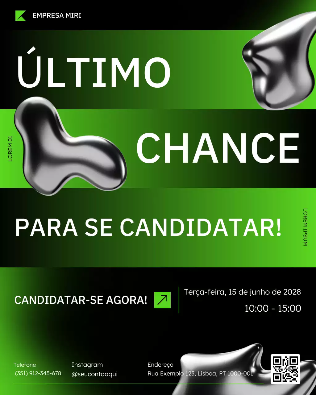 recrutamento moderno verde tecnologia e ciência anúncio mídia social postagem