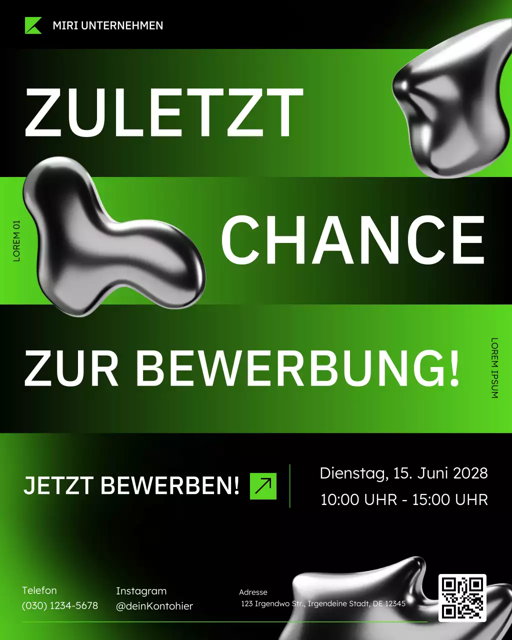 grüner moderner Social-Media-Beitrag zur Rekrutierung von Technologie und Wissenschaft