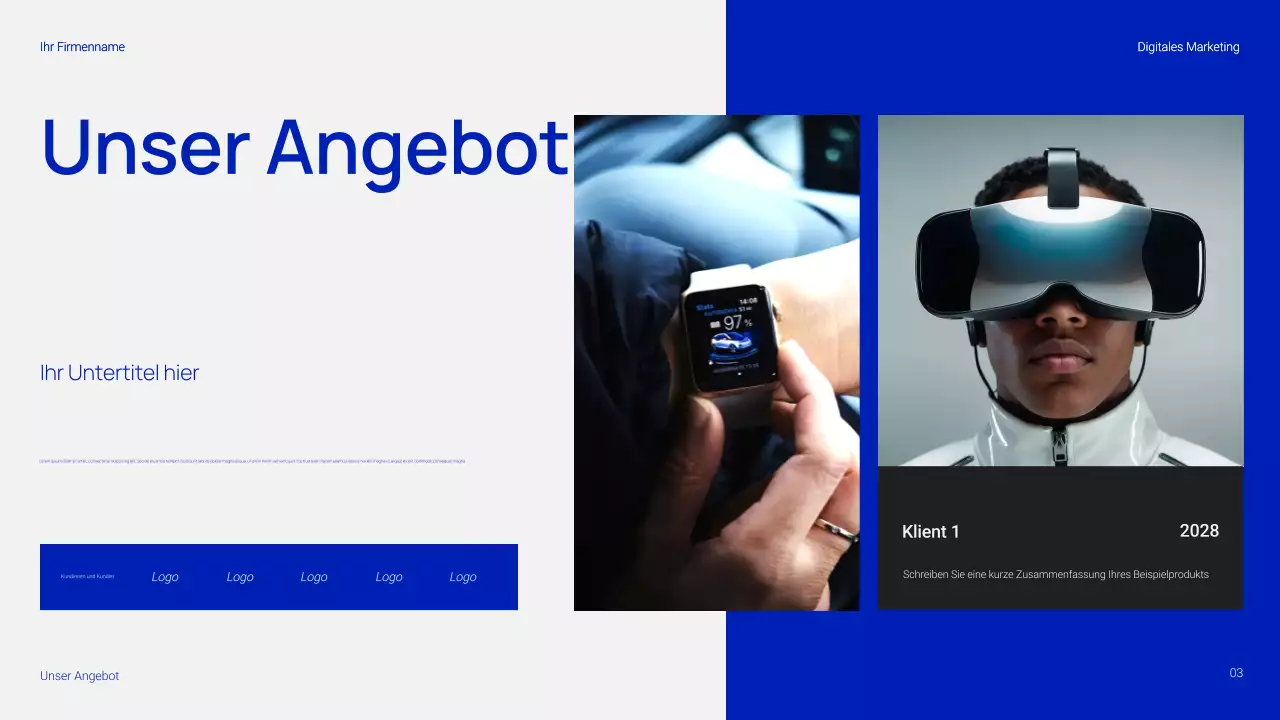 Einfache und trendige digitale Marketingpräsentation