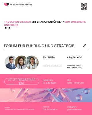 Social-Media-Beitrag zur modernen Gesundheitskonferenz in Weiß und Rosa