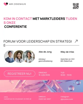 Witte en roze moderne gezondheidszorgconferentie social media post