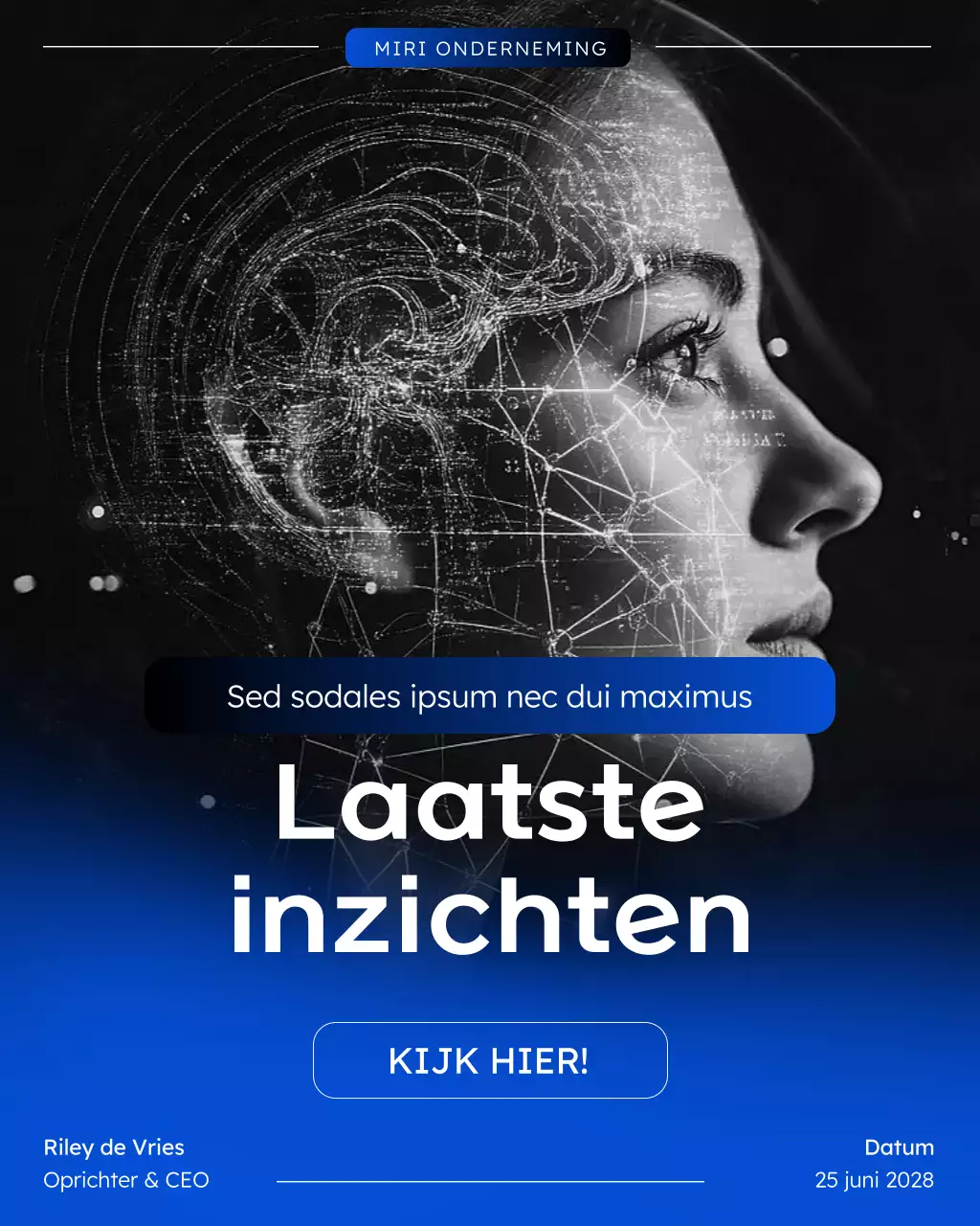 blauwe moderne tech nieuws social media post