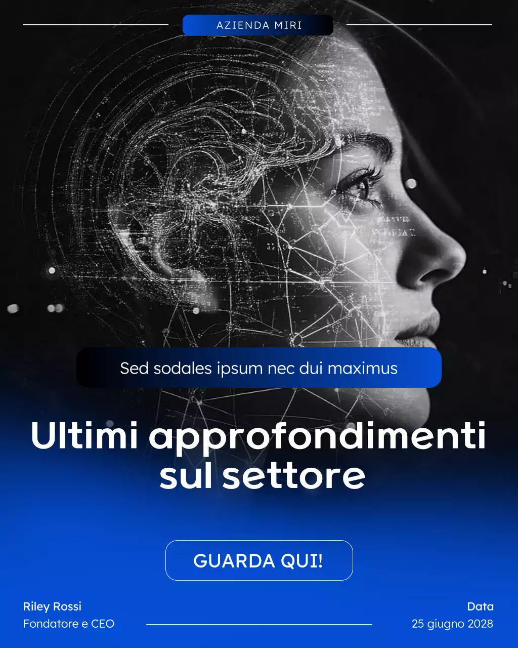 post sui social media di notizie tecnologiche moderne blu