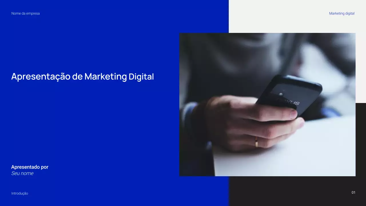 Apresentação de marketing digital simples e moderna