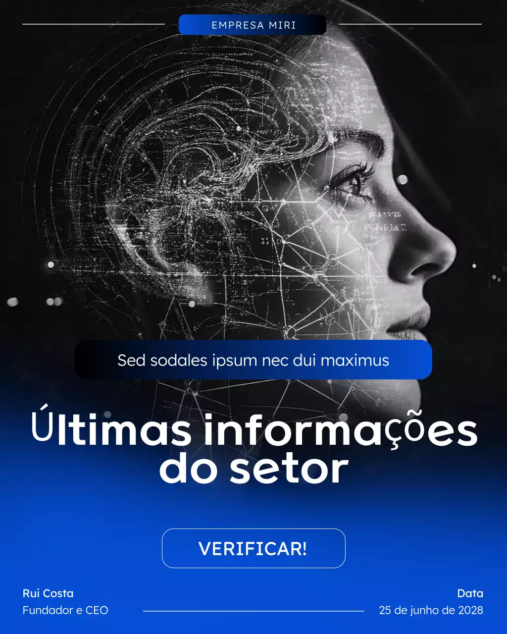 postagem de mídia social de notícias de tecnologia moderna azul