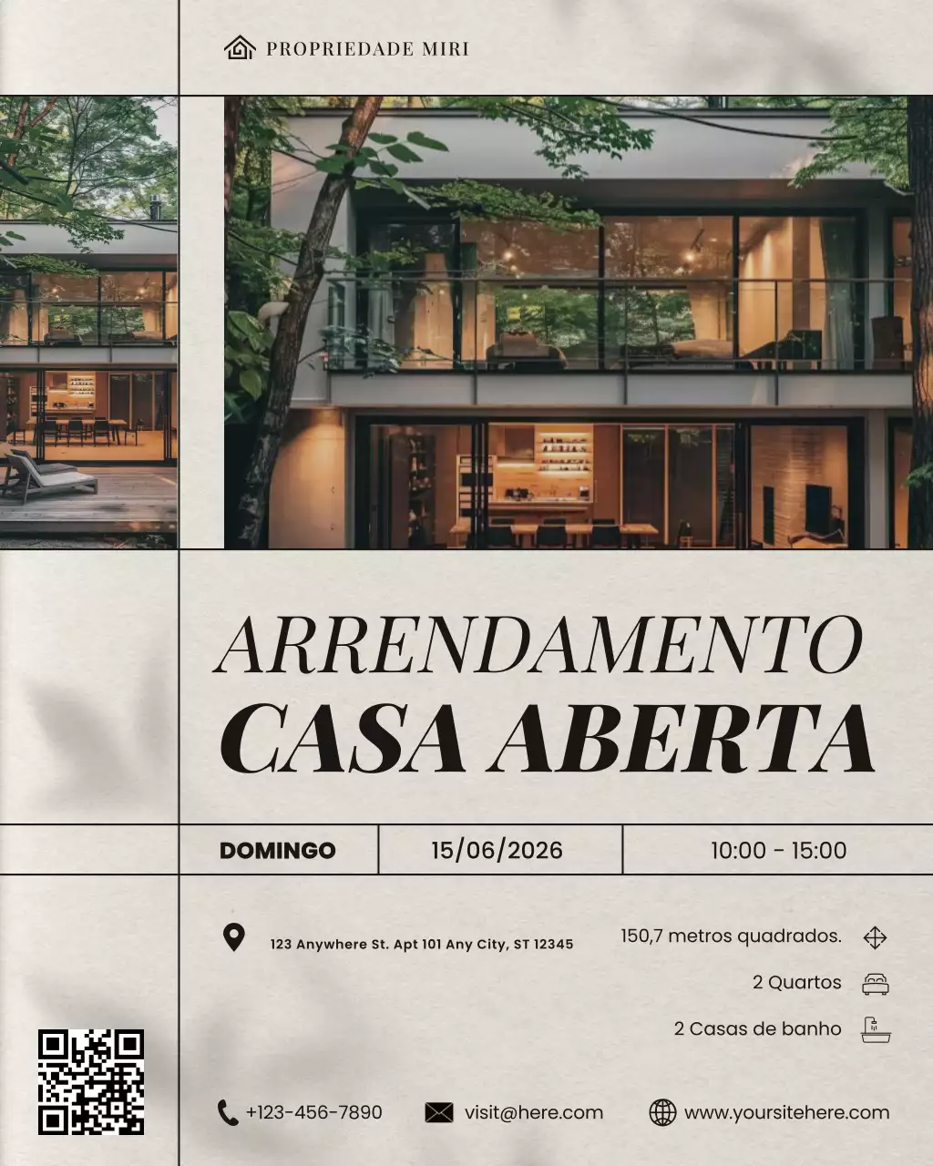 anúncio de casa aberta de propriedade imobiliária moderna bege postagem no instagram