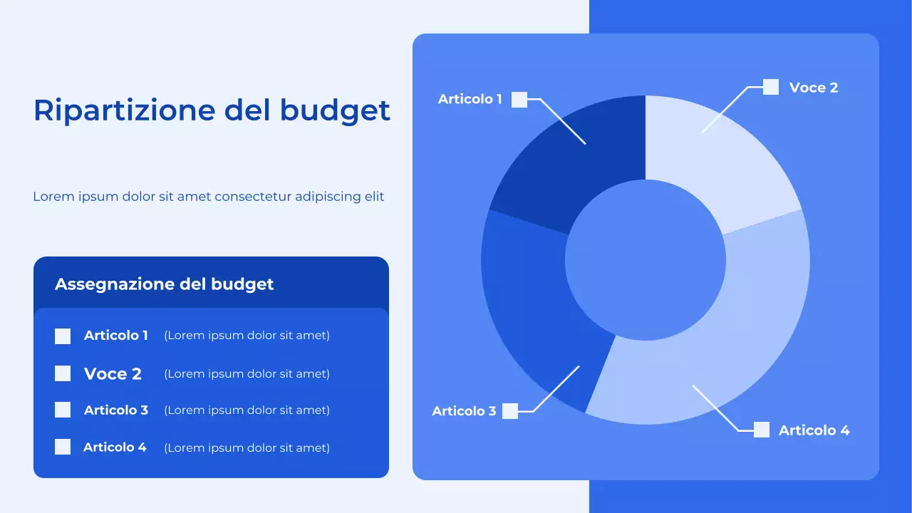 Presentazione del pianificatore di budget blu e bianco