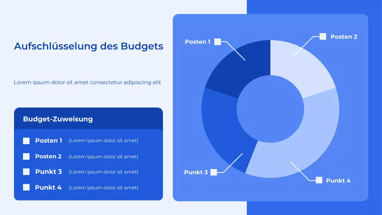 Blau-weißer Budgetplaner Präsentation