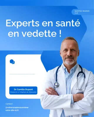 Publication Instagram de l'équipe de soins de santé bleu et blanc