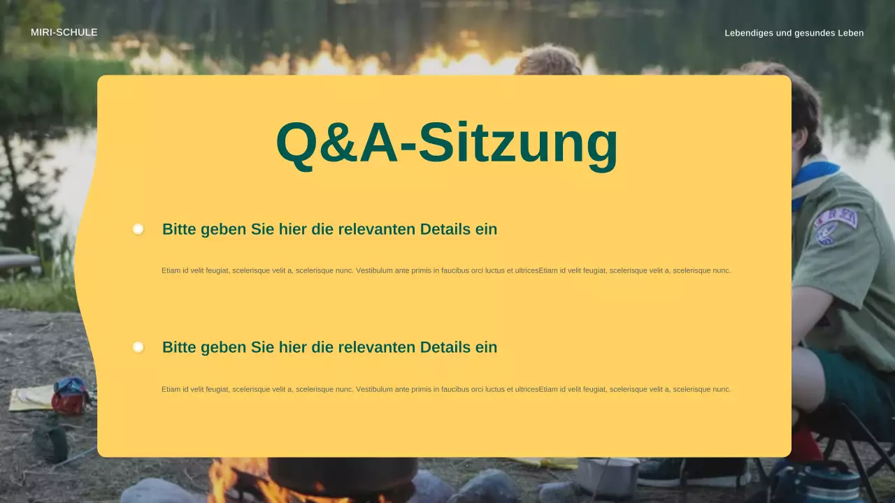 Gelbe moderne Ankündigung zum Kochen im Freien Präsentation