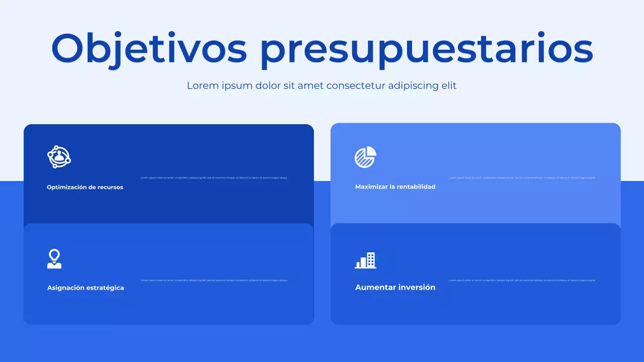 Presentación del Planificador de Presupuesto Azul y Blanco