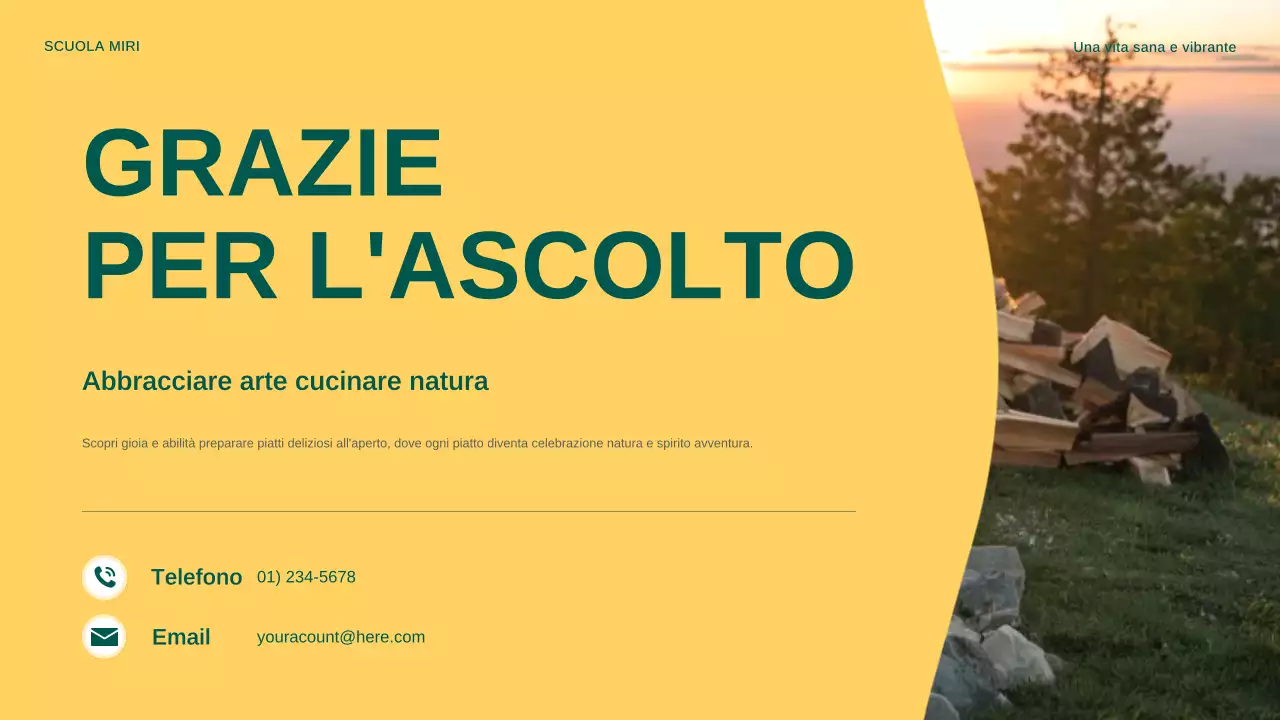 Presentazione dell'annuncio della cucina moderna all'aperto gialla