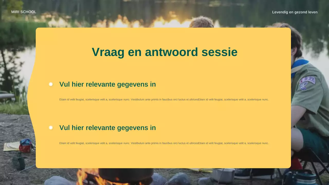 Gele moderne buitenkookaankondiging presentatie