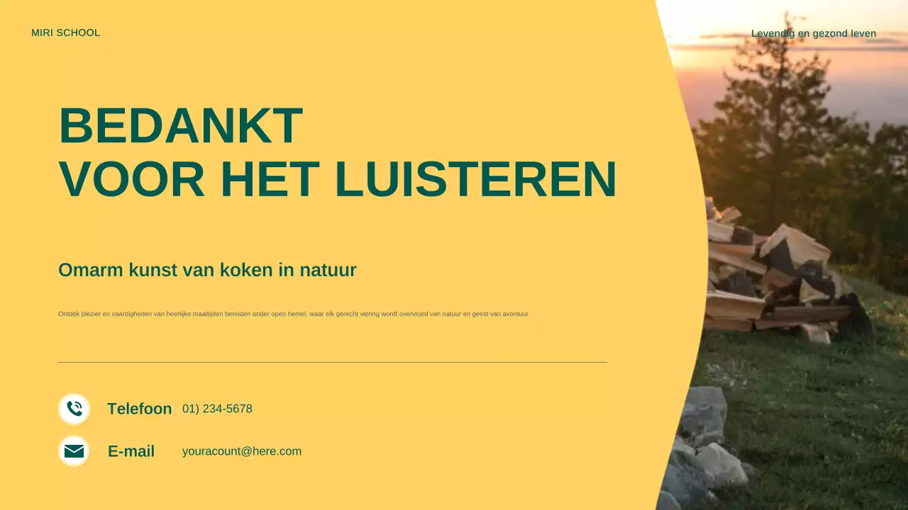 Gele moderne buitenkookaankondiging presentatie