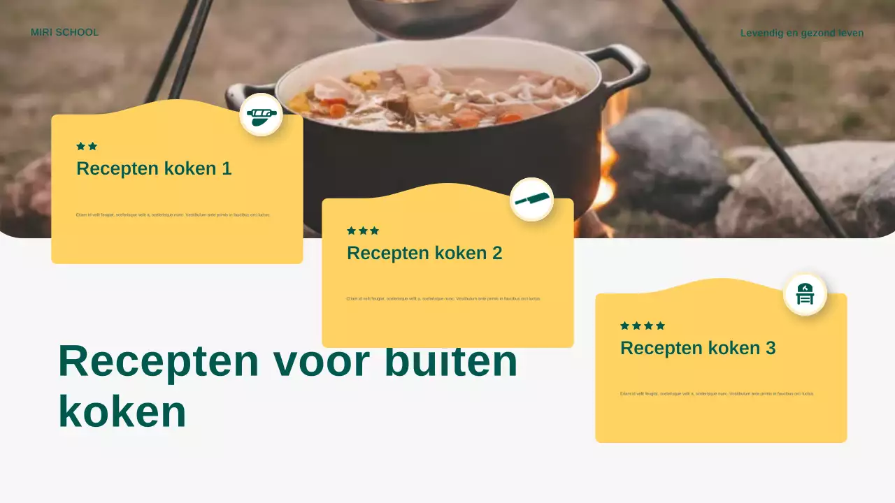 Gele moderne buitenkookaankondiging presentatie